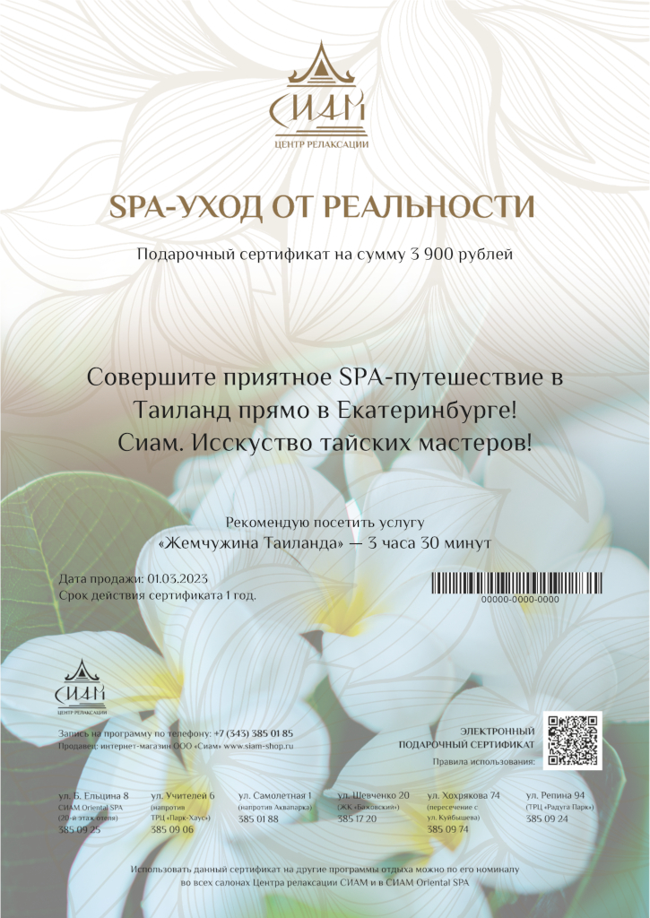 Пример электронного сертификата