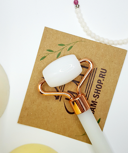 Роликовый массажер из белого агата (имитация), массажёры, скребки