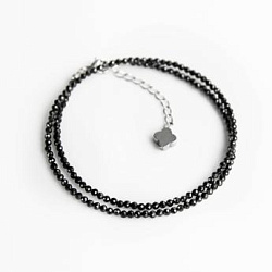 Чокер-браслет из циркона и гематита (диаметр бусин ~2 мм)