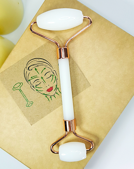 Роликовый массажер из белого агата (имитация), массажёры, скребки