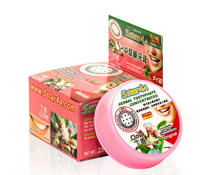 Зубная паста с травами и гвоздикой 5Star4A, 25 г, тайские зубные пасты