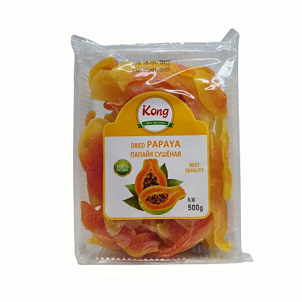 Папайя сушеная KONG, 500г, фрукты, сладости, снеки