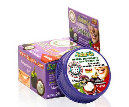 Зубная паста с травами и мангостином 5Star4A, 25 г, тайские зубные пасты