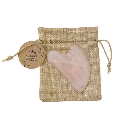 Скребок гуаша "Сердце" из розового кварца, массажёры, скребки